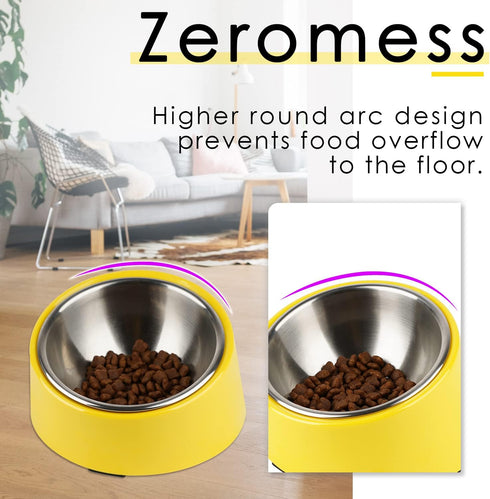 SuperDesign Mess Free 15° Slanted Bowl for Dogs and Cats, Tilted Angle Bulldog Bowl Dog Feeder, Non-Skid & Non-Spill, Easier to Reach Food S/0.5 C...