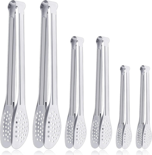 6 Pack Buffet Tongs,Stainless Steel Serving Tongs Serving Utensils 7Inch,9Inch,12Inch...