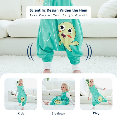MICHLEY Toddler Sleeping Sack with Feet Newborn Infant Sleeveless Sleeping Bag 2-way Zipper Baby Wearable Blanket for Walkers,Green Octopus,5-6T...