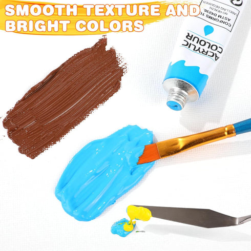 2 Pack Acrylic Paint Set 12 Colors,20 Paint Brushes,24 Paints for Adults,Kids,Beginner,Professional Artists,Non-Toxic Craft Paint kit for Paper,Ca...
