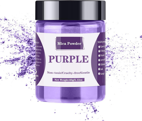 Mica Powder - 60g Mica Powder for Epoxy Resin - Pearl Pigment Powder Dye for Resin/Eye Shadow/Soap Making/Nails/Bath Bombs etc. (Purple)...