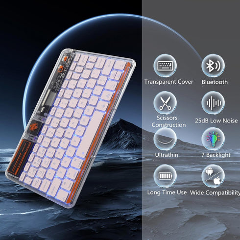 Slim Portable Wireless Bluetooth Keyboard,10 inch 7 Colors Backlit Rechargeable Keyboard for Android Tablet Cell Phone Smartphone iPad iOS Windows...