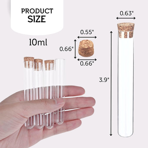 50PCS Plastic Test Tubes with Lids – Small Plastic Tubes 10ml Clear Plastic Tubes with Cork Stoppers Small Clear Plastic Tube Containers for Solid...