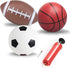 Soccer Basketball Football Small Sports Bouncy Balls with Hand Pump for Kids and Toddlers - (Pack of 3) 6-Inch Diameter Rubber Sport Ball Set for ...