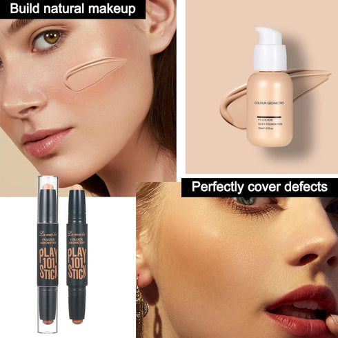 All in One Makeup Kit For Women Girls Teens Makeup set 16 Colors Eyeshadow Palette Foundation Eyeliner Contouring Stick Lip Gloss Eyebrow Mascara ...