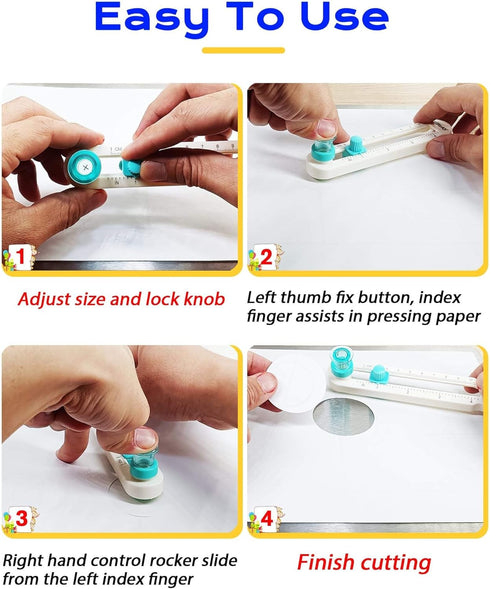 Circle Cutter Tool for Paper Crafts - Rotary Cutter Round Cutting Knife for Scrapbooking, Card Making, Art And Diy Crafts, Fits Circles with A Rad...