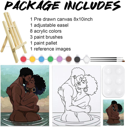 Nuberlic 8x10 Pre Drawn Canvas for Painting for Adults Sip and Paint Kit for Adult's Couple's Date Night Party Supplies Favors Valentine's Day Gif...