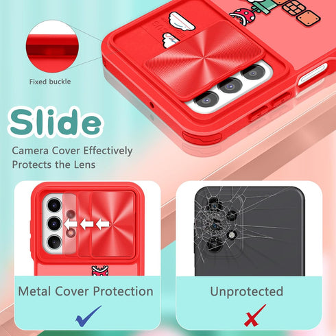 Joyleop (2in1 for Galaxy A23 5G Phone Case Cartoon Cute for Girls Women Teen Kids Girly Phone Covers Fun Unique PatternDesign with Slide Camera Co...