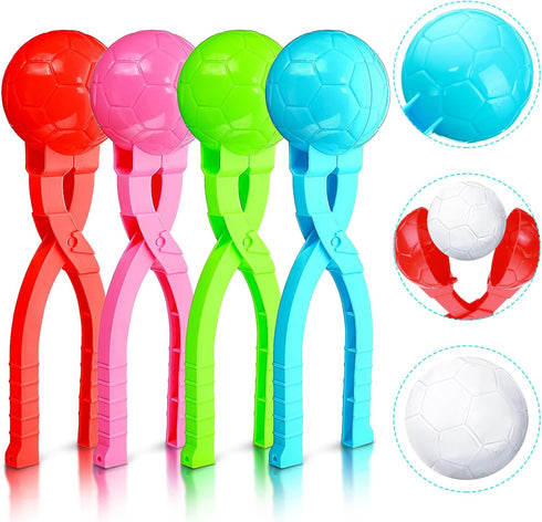 4 Pieces Winter Snow Toys Kit Snow Ball Maker Shape Snow Snowball Maker Snow Maker Outdoor Winter Play Snow Toys for Outdoor Activities (Soccer)...