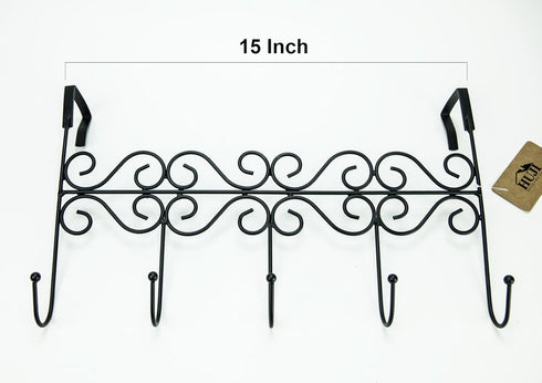 Huji Sturdy Over The Door 5 Hooks Clothes Hanger for Coats Hats Belts Organization Storage for Office or Home (1 Pack, Over The Door Hanger)...