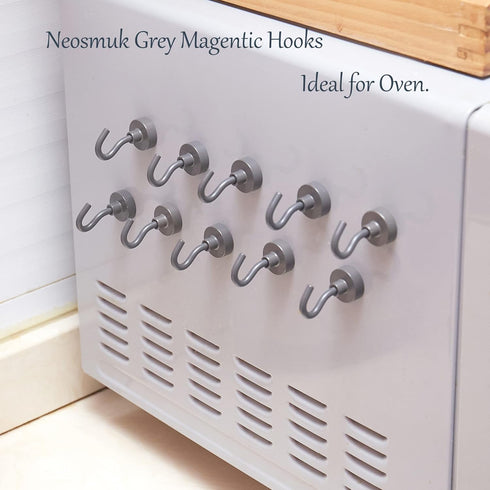 Neosmuk Magnetic Hooks, 27lb+ Heavy Duty Earth Magnets with Hook for Refrigerator, Extra Strong Cruise Hook for Hanging, Magnetic Hanger for Curta...