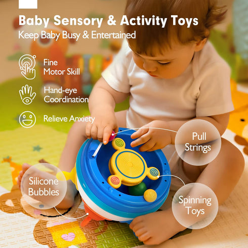 Montessori Toys for 1 Year Old Boy Girl - Toddler Sensory Toys Pop Fidget Toys Spinning Travel Toys for 1 Year Old Gifts Early Development Toy for...