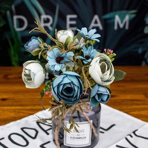 CATTREE Artificial Peony Bud Mixed Flowers, 4pcs Plastic Plants Silk Fake Flowers Bouquet Bridal Home Garden Office Kitchen Bathroom Table Centerp...