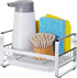 HULISEN Kitchen Sink Sponge Holder, 304 Stainless Steel Kitchen Soap Dispenser Caddy Organizer, Countertop Soap Dish Rack Drainer with Removable D...