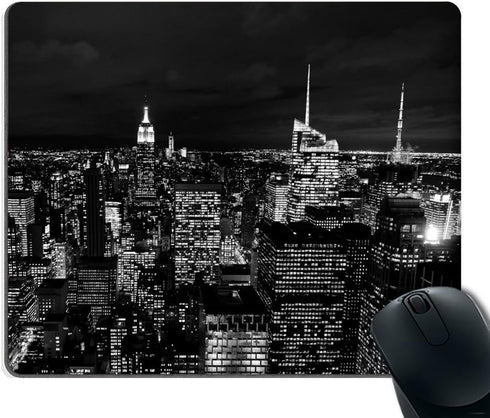 Smooffly Gaming Mouse Pad Custom,Black and White City New York Night sky Rectangle Mouse Pad...