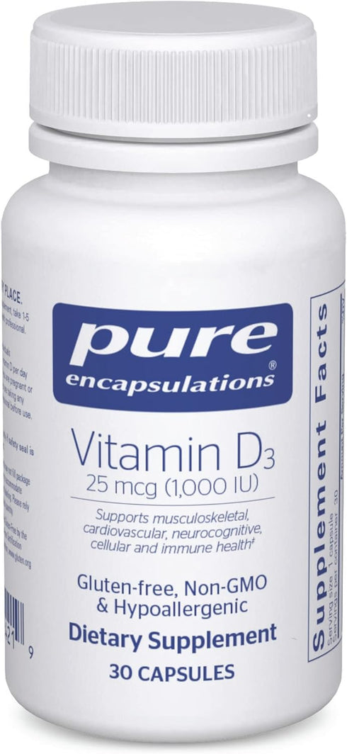Pure Encapsulations Vitamin D3 25 mcg (1,000 IU) - Supplement to Support Bone, Joint, Breast, Heart, Colon & Immune Health - with Premium Vitamin ...