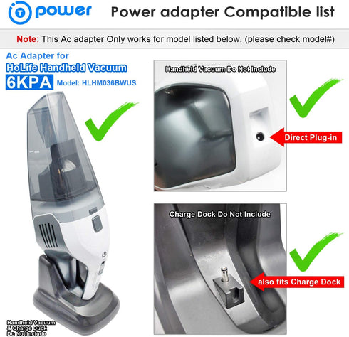 T Power Ac Dc Adapter for Holife Homasy HM036 6KPA Handheld Vacuum Cyclonic Suction Cordless Cleaner for 14.8V Lithium 85W-90W Vacuum Charger Powe...