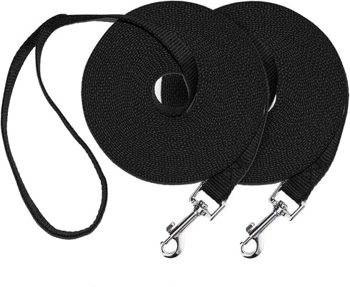 Dog/Puppy Obedience Recall Training Agility Lead - 30ft Training Leash - Great for Training, Play, Camping, or Backyard, 2 Packs Black Long Leash...