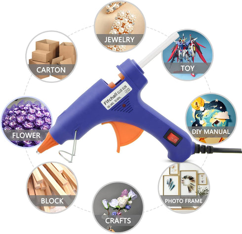 Hot Glue Guns, Mini Hot Melt Glue Gun Kit for Crafts, Glue Gun with 20pcs Glue Sticks for School DIY Arts, Sealing, Home Repairs, Blue...