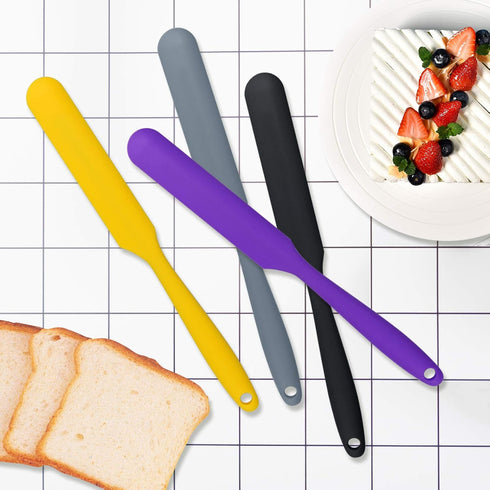 4pcs Silicone Spatula Set Heat Resistant Cake Cream Butter Spatulas Mixing Batter Scraper Non-Stick Flexible Baking Cooking Tool 4 Colors (mix col...