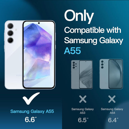 JETech Screen Protector for Samsung Galaxy A55 5G 6.6-Inch, 9H Tempered Glass Film, Anti-Scratch, HD Clear, 3-Pack...