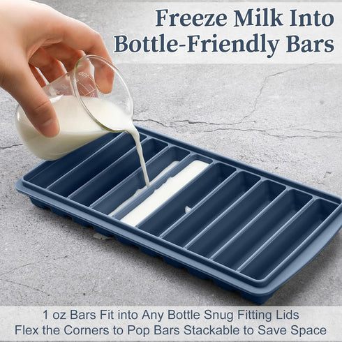 2 Pieces Breastmilk Storage Container Baby Food Milk Silicone Freezer Trays with Lid Breastmilk Freezer Tray Organizer Ice Trays Silicone Breastmi...