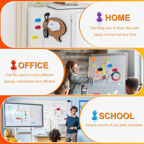 MIKEDE Fridge Magnets, 8 Colors Neodymium Refrigerator Magnets, Small Strong Magnets for Whiteboard, Push Pin Magnets for Dry Erase Board Map Kitc...