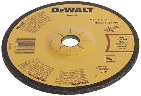 DEWALT DW4547 7-Inch by 1/4-Inch High Performance Fast Metal Grinding Wheel, 7/8-Inch Arbor...