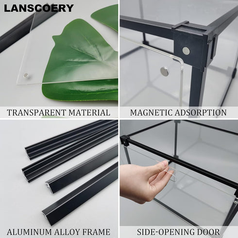 LANSCOERY Shoe Storage Box Stackable Shoe Organizer, Clear Acrylic Foldable Shoe Storage Containers Display Case with Magnetic Side Opening Door f...