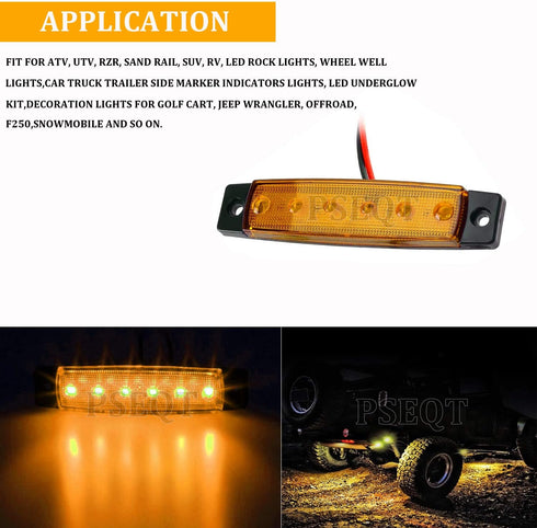 PSEQT 10 Pcs LED Rock Strip Lights Car Underglow Wheel Fender Well Lighting Kits Waterproof for Golf Cart Wrangler Offroad Truck RV UTV ATV Snowmo...
