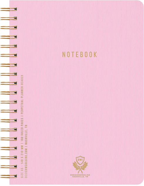 DesignWorks Ink TEXTURED PAPER COVER TWIN WIRE A5 CREST NOTEBOOK - LILAC...