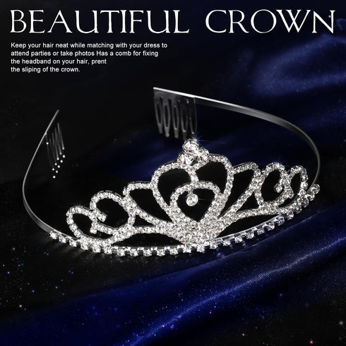 Teenitor Crown, 5pcs Tiaras for Women, Tiara Crown, Silver Tiara for Little Girls Rhinestone Headbands Wedding Headband Party...