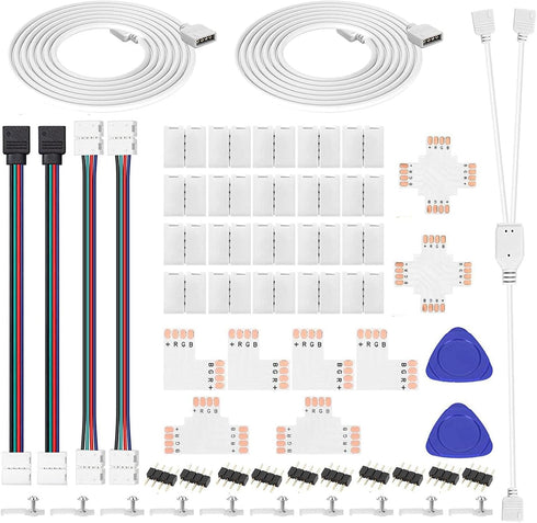 BULIK 4 Pin LED connectors for Strip Lights 8MM L and T Shape Connectors,LED Strip Jumper Connectors for Controller...