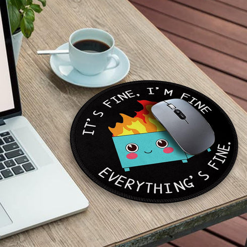 Dumpster on Fire Round Mouse Pad 8.6 x 8.6 Inch, Cute Funny Mousepad for Laptop Gaming, Stitched Edge Non-Slip Rubber Base, Home Office Decor Desk...