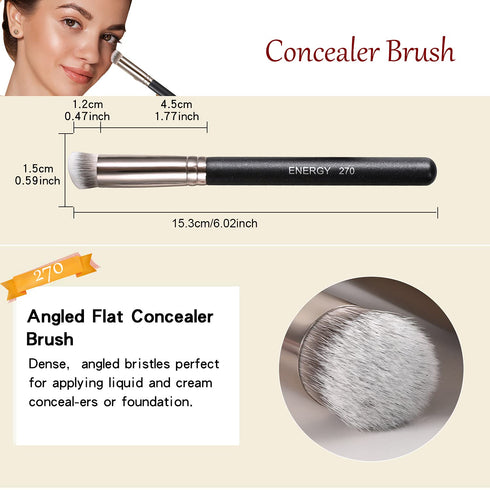 ENERGY Makeup Brushes Foundation Brushes for Liquid Makeup Professional Kabuki Foundation Brush Concealer Brush Under Eye Nose Contour Brush for L...