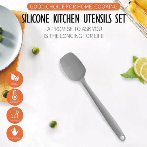 Permanent Warranty Silicone Large Spoonila 1 PCS Heat Resistant Silicone Spatula Cooking for Nonstick Cookware Kitchen Gadgets Large Spoonila Grey...