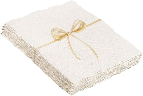 25 Sheets Watercolor Paper, 300 GSM Deckled Edge Paper 4 x 6 inch Rough/Textured Handmade Paper Cotton Paper White Textured Paper for Watercolors,...