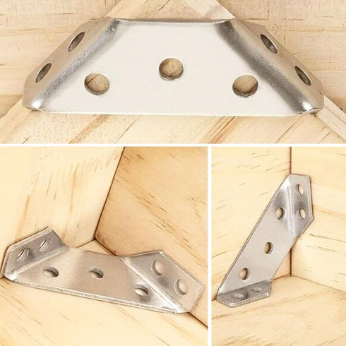 20Pack Universal Furniture Corner Braces Connector with 140 Screws, a Z-Shaped Double Head Screwdriver - Stainless Steel Trapezoidal Bracket for T...