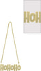 Gold Christmas Ho Ho Ho Necklace - 32" (1 Count) - Festive Lightweight Plastic Jewelry, Perfect For Holiday Celebrations...