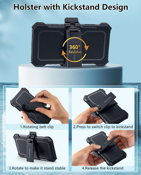 FNTCASE for Samsung-Galaxy S23+Plus Case: Dual Layer Protective Textured Cover with Belt-Clip Holster & Kickstand | Military Grade Drop Protection...
