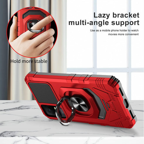 for TCL ION X Case,TCL ION V Phone Case with Tempered Glass Screen Protector,Military Grade Heavy Duty Shockproof Protective Cover,with Ring Kicks...