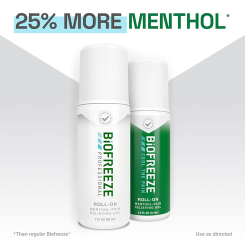 Biofreeze Professional Pain Relief Roll On, Travel Size Arthritis Pain Reliever, FSA/HSA Eligible, Fast Acting & Long Lasting Formula, Cooling Bio...