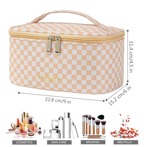 KITENROM Preppy Makeup Bag Travel Cosmetic Bags for Women Girls Multi-color Checkered Plaid Small Pouch Toiletry Bag Organizer Case Waterproof Cut...