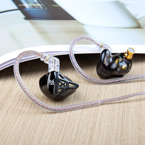 Kinboofi IEM Headphone with Mic, KZ DQS HiFi Dynamic Drivers Earphone Earbuds Bass 2pin 3.5mm Sports Music Game Headphone (Black, with Mic)……......