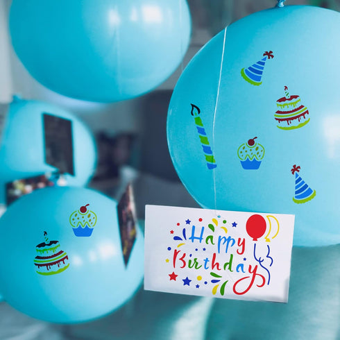 FINGERINSPIRE Happy Birthday Painting Stencil 8.3x11.7inch Number 0-9 Birthday Themed Drawing Template DIY Craft Plastic Hollow Out Stencils for P...