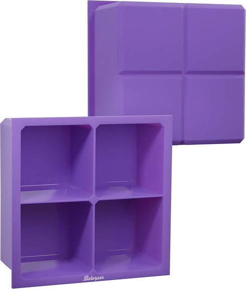 Bakerpan Silicone Big Ice Cube Tray, Ice Cube Mold for Whiskey, Old Fashioned, Bourbon, Cocktails, Large Ice Cube Tray, Ice Tray, 2 Inch Square Ic...