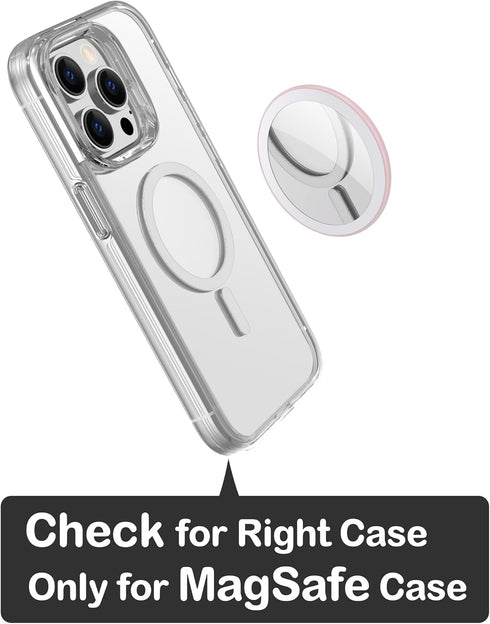 metisinno Magnetic Base Mirror Compatible with PopSocket Phone Grips and iPhone MagSafe Cases, Compact Makeup Mirror, Peach Pink...