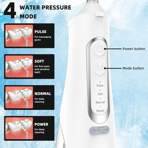 Water Flossers for Teeth - 310ML Tank USB Rechargeable Dental Flosser, IPX7 Waterproof 4 Modes & 4 Jet Tips Portable Dental Oral Irrigator for Tra...