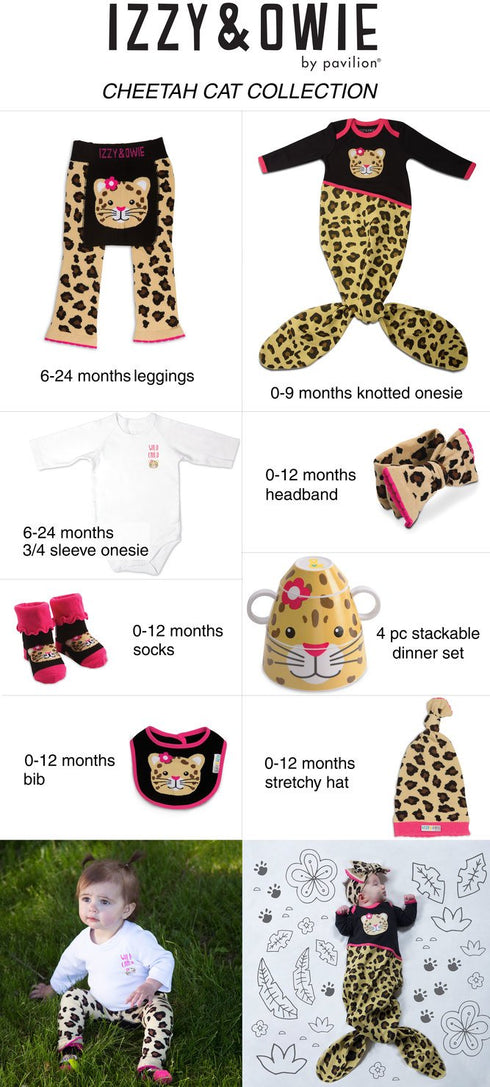 Pavilion Gift Company Izzy and Owie Four Piece Stackable Dinner Set, Leopard...