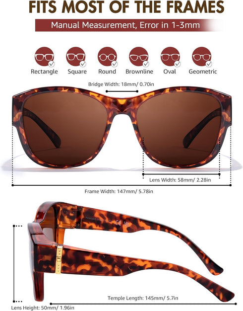 Trendy Polarized Sunglasses Fit Over Glasses for Women, Wrap Around Shade UV Protection IF8511...